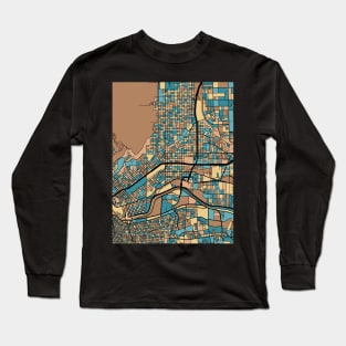 El Paso Map Pattern in Mid Century Pastel Long Sleeve T-Shirt